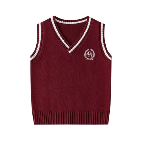 Girls Boys School Uniform Sweater Vest Causal V Neck Knit Sweaters for Tween Kids Cute Print Preppy Clothes Comfort2