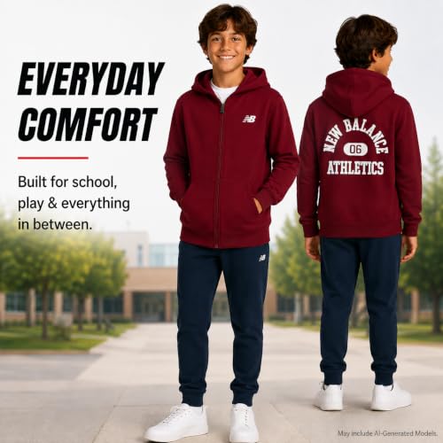 Image of New Balance Boys Zip Up Warm Fleece Hoodie Sweatshirt, Activewear 8-20