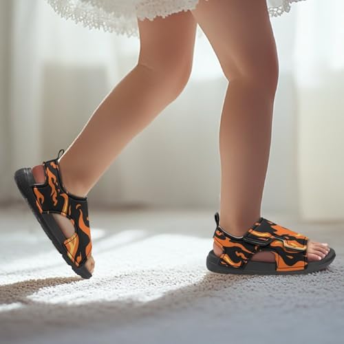 Children's Slip On Sandals Kids Adjustable Athletic Sandals Open Toe Flat Sole Water Shoes for Sports School Play4