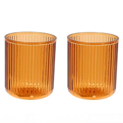 CAWEIN Badezimmer-Becher, 2 Stück, unzerbrechlicher Zahnbürstenbecher, spülmaschinenfest, Bernstein und Bernstein