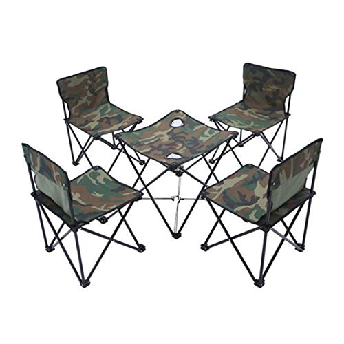 ERSD Outdoor Folding Table and Chair Set Five-piece Table and Chair Outdoor Table and Chair Multifunctional Outdoor Folding Chair Beach Chair Portable Fishing Camping Backrest Folding Chair