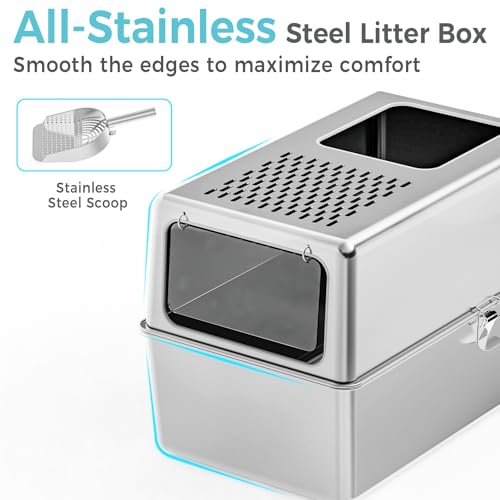 Arenero cerrado de acero inox XL con tapa 23.6x17.7x15.7 in miniatura 2