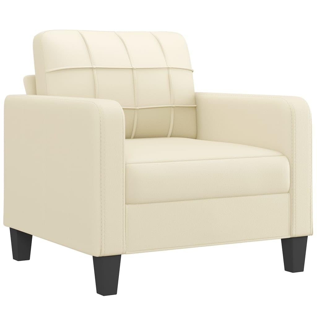 Willood 3 Sitzer + 2 Sitzer Sofa + Sessel Sofagarnitur Kunstleder Creme