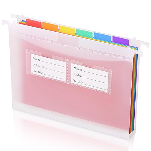 DORA BRIDAL Pastas suspensas, 7 bolsos transparentes tamanho carta, pastas expansíveis, pastas de ar