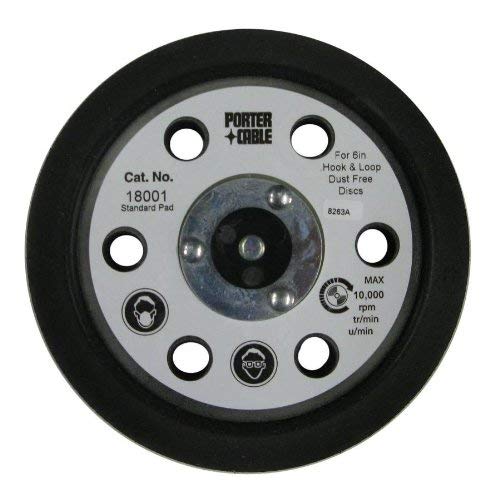 PORTER-CABLE Hook And Loop Pad for 7336 & 97366 Sanders, 6-Inch, 6-Hole (18001) , Black