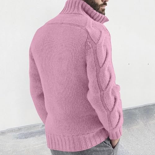 Cardigan Sweaters for Men with Buttons Cable Knit Lapel Open Front Cardigan Solid Ribbed Warm Work Cardigan Sweaters4