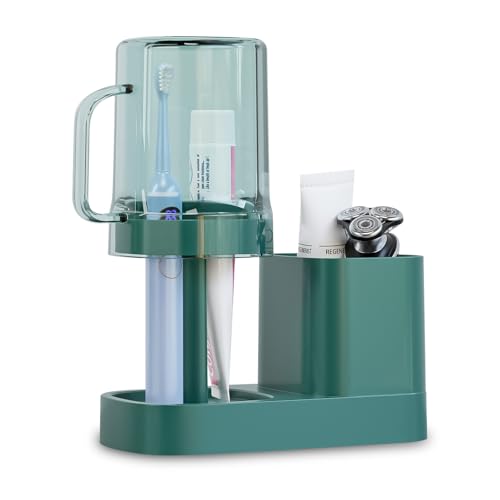 カバー付き歯ブラシホルダー| 電動歯ブラシ収納 れ 小物入れ 洗面所 浴室 キッチン 収納便利 5.0 (グリーン)