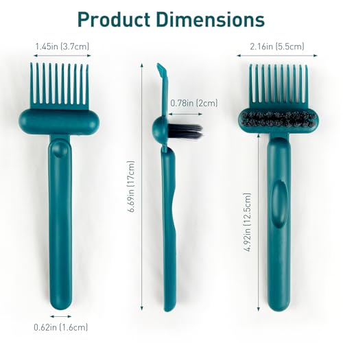 Jaasuee 2-in-1 Hair Brush Cleaning Tool, Green Hairbrush Cleaner and Rake for Removing Hair and Dust, Durable and Ergonomic Design for Home and Salon Use (1 Pack)