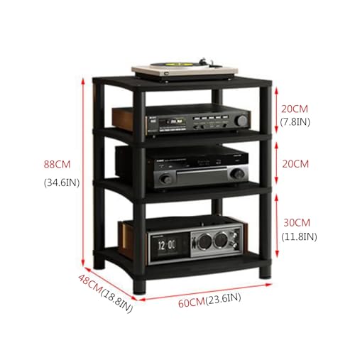 HOFSSI 4 Tier AV Media Stand Audio Rack, CD Player Stand Stereo Component Storage, HiFi Racks and Stands Audio Rack Cabinet, for Living, Gaming, Recording Room,60x48x88cm (Color : B)