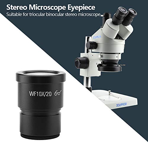 Image of ZJchao 10X Stereo Microscope Eyepiece, 2 pcs WF10X /20, Black, Optical Glass + Metal, Triocular Binocular Stereo Microscope, 30mm Mounting Size