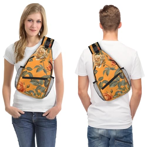 Sling bag unisex con estampado floral 7.9 x 3.5 x 14.2 pulgadas miniatura 7