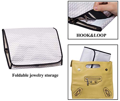 Misslo Hanging Jewelry Organizer Travel Foldable Jewelry Roll Storage Case With 14 Cotton Zippered Pockets For Traveling, Closet, Suitcase #TOP2