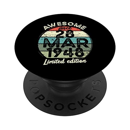 Camiseta de cumpleaños de 75 años, 28 de marzo de 1948, 75 cumpleaños PopSockets PopGrip Intercambiable