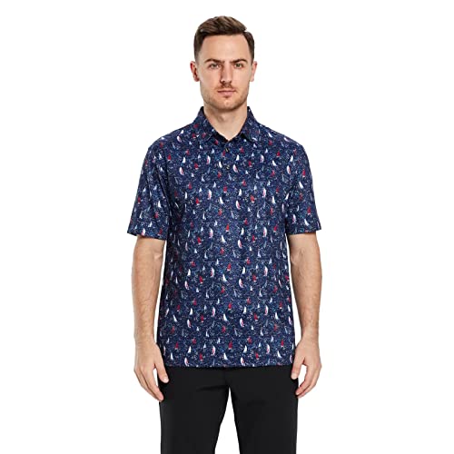 Men's Golf Shirts Dry Fit Short Sleeve Print Performance Moisture Wicking Patterned Polo Shirt For Men #TOP1