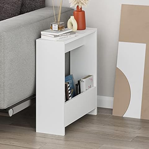 HOCUS PICUS Side Table with Magazine Rack for Living Room and Office - Many Colour Options - Side/End Table - 55 x 20 x 60cm by Hocuspicus (White) Cover