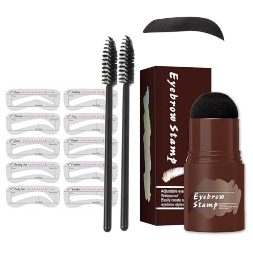 Clawrex Juego de plantillas para cejas, resistente al agua, polvo de cejas, sello de cejas con 10 plantillas reutilizables para cejas, larga duración, natural, multifuncional (negro)