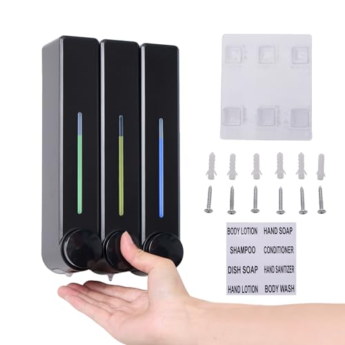 VrEnduuo Shower Dispenser 3 Chamber No Drill,Shampoo and Conditioner Dispenser,Shower
