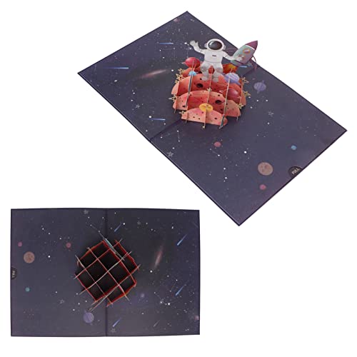 Cartão De Aniversário 3D, Detalhes Requintados Estilo Astronauta Papel Grosso Aparecendo Cartão De A