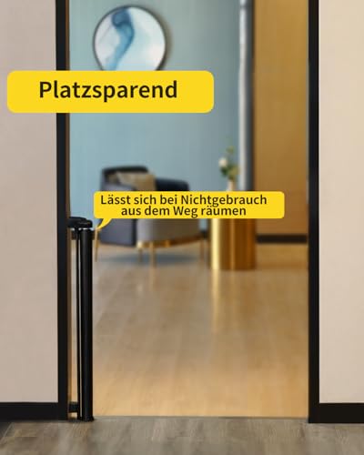 dearlomum Treppenschutzgitter Türschutzgitter Ausziehbar 0-140 cm,Baby Absperrgitter Schutzgitter Treppe für Kinder… – Ansicht 4