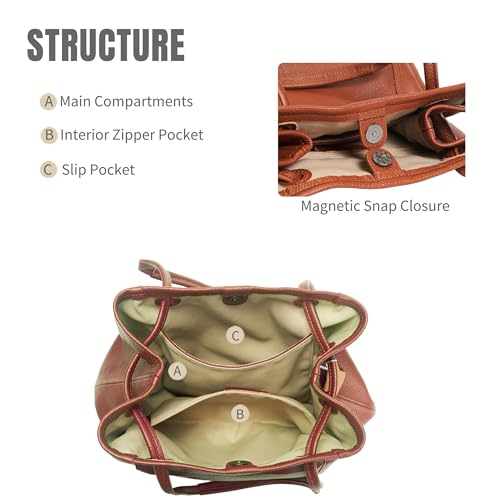 Image of Tote Bag for Women Genuine Leather Work Bag Casual Shoulder Handbags with Adjustable Strap