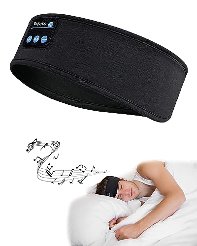 Sleep Headphones, Wireless Bluetooth Headband Built-in Ultra-Thin HD Stereo Speakers, Soft Sleep Headphones Headband for Side Sleep, Yoga, Fitness, Relaxation, Personalized Tech Gifts (Black)
