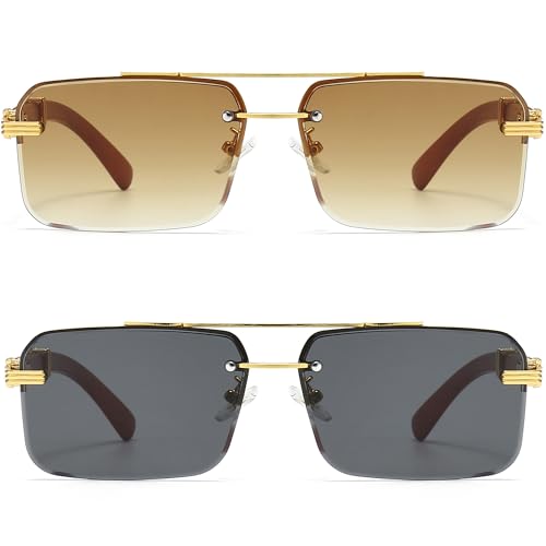 Image of Fashion Rimless Rectangle Sunglasses Mens Womens Frameless Square Sun Glasses UV 400