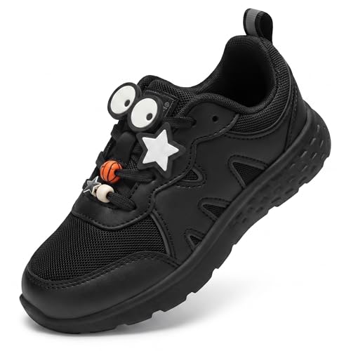 Stelle Girls Tennis Shoes with DIY Charms Kids Sneakers Lightweight Non-Slip Athletic Running Volleyball School Shoes for Gym and Casual