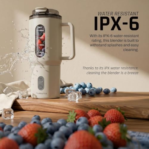 Image of Domestica Blendo Portable Blender for Smoothie and Juices | Portable Juicer Mixer Blender for Fruits with 6-Blade Ice Crushing, 18000 RPM Motor | Compact Mixer Grinder | BPA-Free 500ml