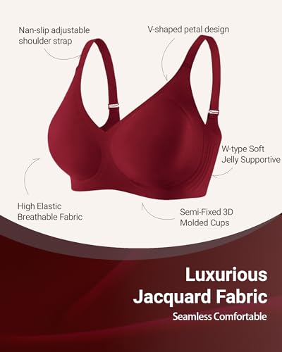 Image of Gailife Smooth Wireless Jelly Bras for Women No Underwire Seamless Push Up Bra Full Coverage Soft Suppor Tshirt Bralettes