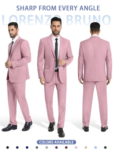 Image of Mens Suit 2 Piece Suits for Men One Button Slim Fit Solid Jacket & Pants Tuxedo Set Business Wedding Party Prom
