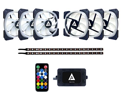 Apevia Lp612L2S-Rgb Lunar Pro 120Mm Silent Dual-Ring Rgb Color Changing Led Fan With Remote Control, 28X Leds & 8X Anti-Vibration Rubber Pads W/ 2 Magnetic Led Strips (6+2-Pk) #TOP1