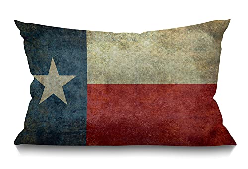 Smooffly Texas Flag Farmhouse Oblong Rectangle Throw Pillow Case Vintage Wood Texas Flag Pillow Cover Modern Cushion Case Home Decor for Living Room Patio Sofa Couch Chair 12 x 20 Inch