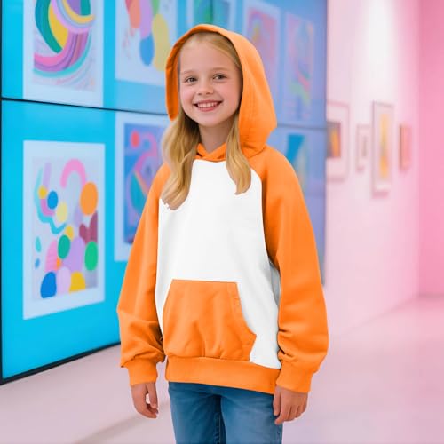 Pink Hoodie for Girls Kids Cute Color Block Trendy Sweatshirts Teen Girls Boys Clothes Y2k Tops with Pockets 20252