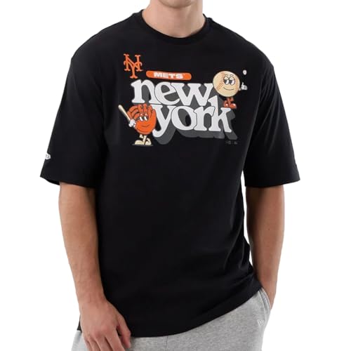 Vestibilità normale New Era MLB Icon Graphic T-Shirt New York Mets Black, Nero , M
