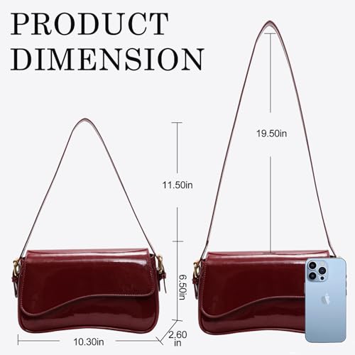 Y2K Shoulder Bag for Women - PU Leather Clutch Purse Handbag Tote With 2 Removable Straps - Crossbody2