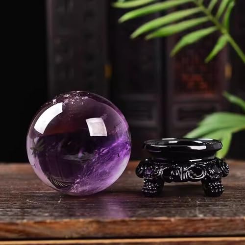 Cristal améthyste violet en forme de sphère décorative avec stand de 6cm