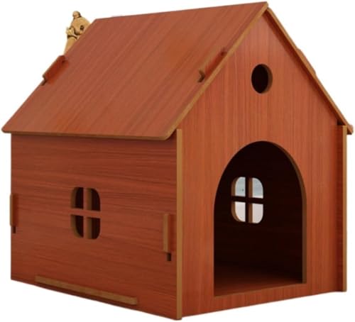 Tufduzo 犬小屋 猫小屋 犬小屋 屋外 猫ケージ 小型犬 厚化粧モデル 犬小屋 窓付き 組み立て簡単 木製 犬小屋 工具不要 ドッグハウス 猫小屋 木製仕様 小型犬 おしゃれ かわいい (縦57幅48高さ59【Lサイズ】,A)