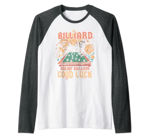 Biliardo Player Animal Leo Tiger Biliardo Rack Pool Snooker Maglia con Maniche Raglan
