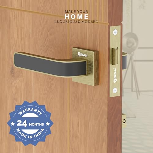 Image of GRIVAN Keyless Brass Lock with Mortise Fit - Baby Latch Included - for Bathroom, Bedroom, Kitchen, and Indoor Doors (Antique & Black Finish)