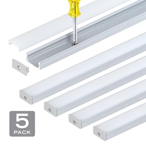Image of Armacost Lighting LED Tape Light Mounting Channel, Easy Surface Mount, Silver, with Pre-Drilled Holes, 5-Pack 960057