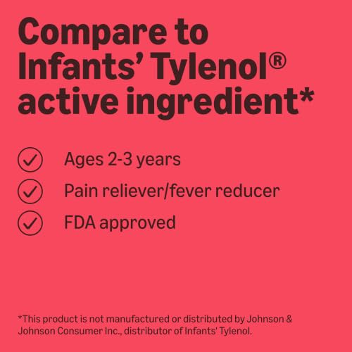 Image of Amazon Basics Infants' Pain & Fever, Acetaminophen 160 mg per 5 mL, Suspension Liquid, Dye-Free Cherry Flavor, 2 fl oz (Pack of 1) (Previously Care)