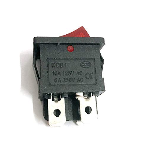 Generic Sunnyskar 20PCS Rocker Switch KCD1-104 4 Pin 6A 250V 10A125V 21x15 Red Button with Light On - Off Rocker Red Light Power Switches
