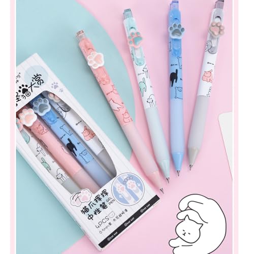 MOZXIRZ Set de 4 bolígrafos de gel con diseño de gato miniatura 7
