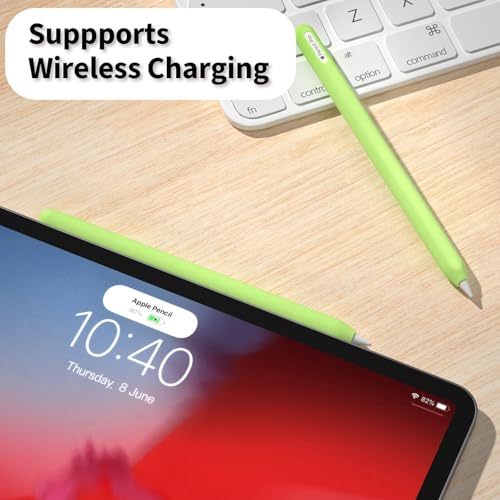 Image of Ultra-Thin Protective Pencil Cover for Apple Pencil Pro & 2nd Gen, Compatible with Apple Pencil Pro 2024 & 2nd Gen, Silicone Case Sleeve, Glow Green