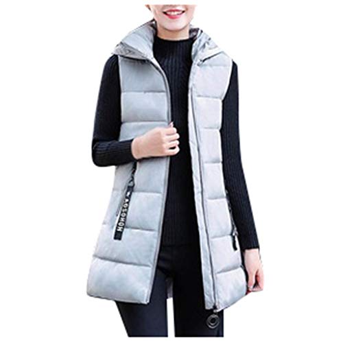 Reooly Chaqueta de Moda para Mujer Chaqueta sin Mangas con Capucha Algodón...