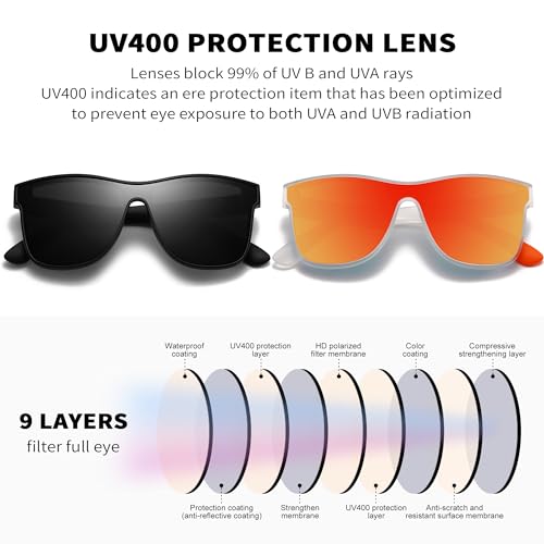 Image of DUBERY Fashion Polarized Sunglasses for Women Men 100% UV Protection Trendy Siamese Lens Shades D8030