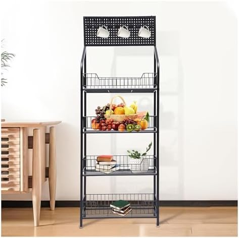 4-Tier Metal Snack Display Rack on Wheels - Versatile Organizer for Office, Bathroom, & Garage - Mobile Shelf Unit for Easy Storage & Display