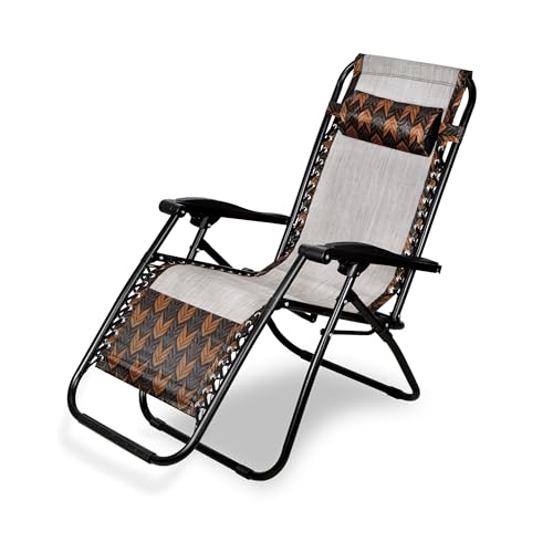 Image of STAR WORK Stainless Steel Zero Gravity Chair, Lawn Chair Recliner Lounge, Portable Camping Folding Beach Chair With Removable Pillow (Double Color, Multicolour)