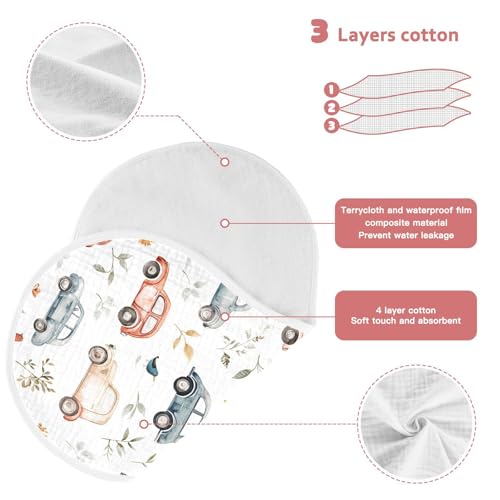 vvfelixl Cars with Birds Burp Cloths for Baby Boy Girls Baby Washcloths Burp Rags 1 Pack3