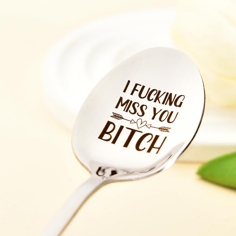 Best Friend Bff Gifts Spoon for Women Girls I Fucking Miss You Bitch Spoons for Best Friends Bestie Long Distance Friendship Gifts for Women Birthday Christmas Gift for Friend Girlfriend Wife Spoon image 4